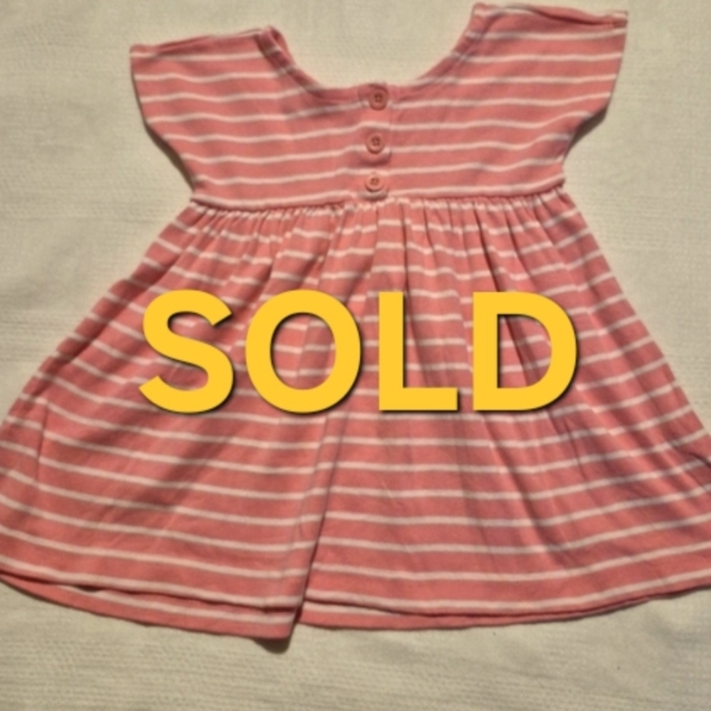 Hanna Andersson girls size 85 or 2T pink & white stripe dress EUC